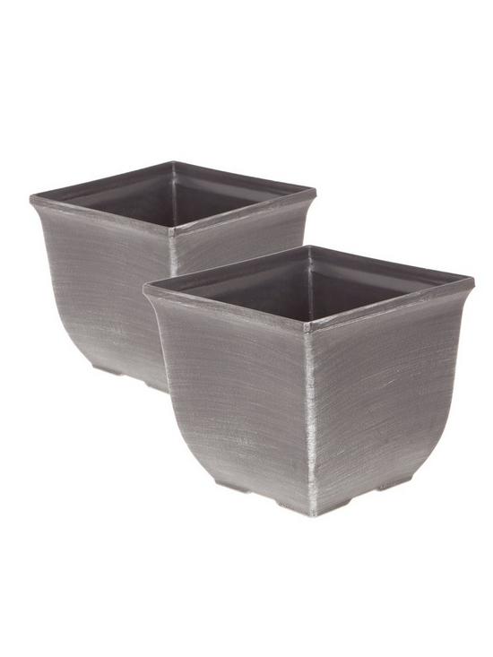 front image of pair-11-square-silver-tulipa-style-planters