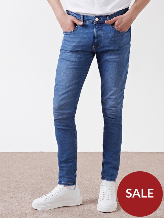 front image of river-island-stretch-skinny-fit-jean-mid-blue
