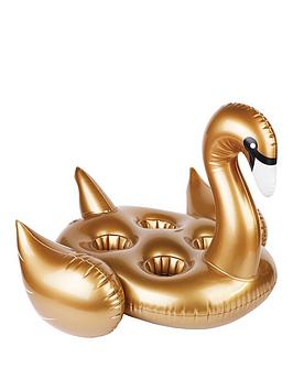 Sunnylife Sunnylife Inflatable Drinks Holder Gold Swan Ss18 Picture