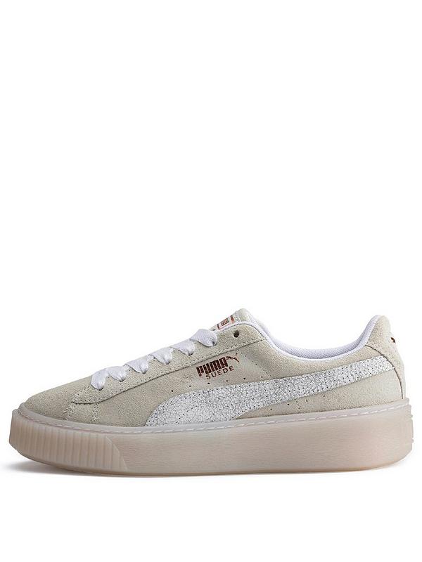 Suede Platform Artica White Suede Platform Artica White
