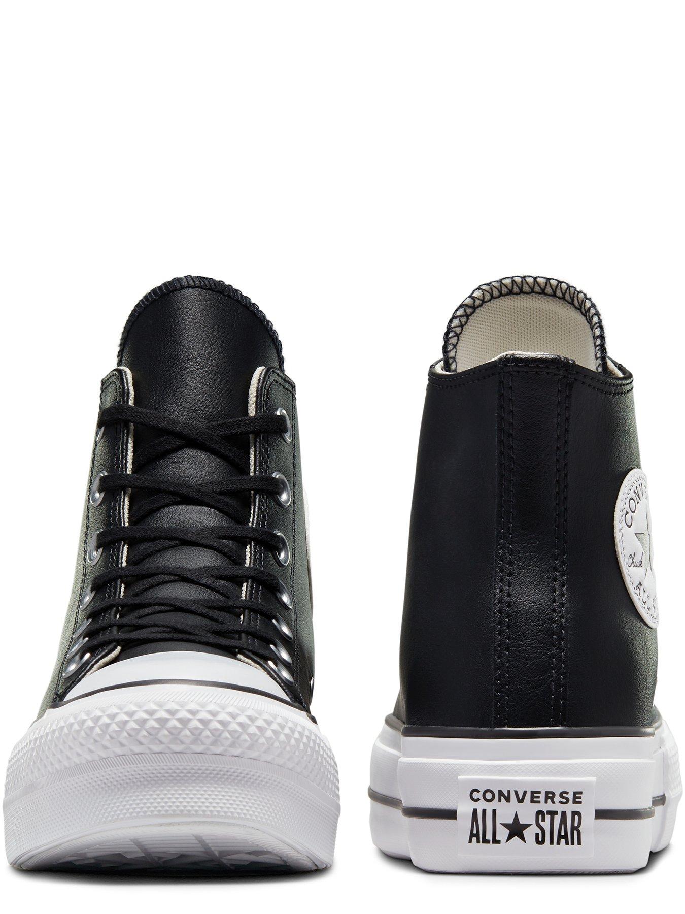 Converse Womens Leather Lift Hi Top Trainers Black littlewoods