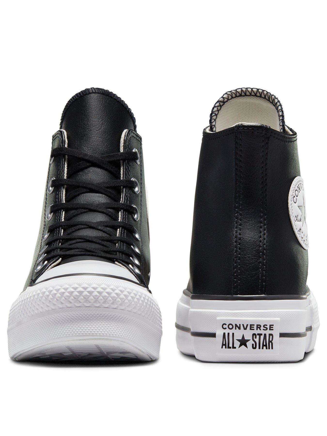 Converse Womens Leather Lift Hi Top Trainers Black littlewoods