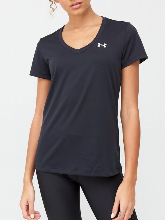 front image of under-armour-techtrade-t-shirt-black
