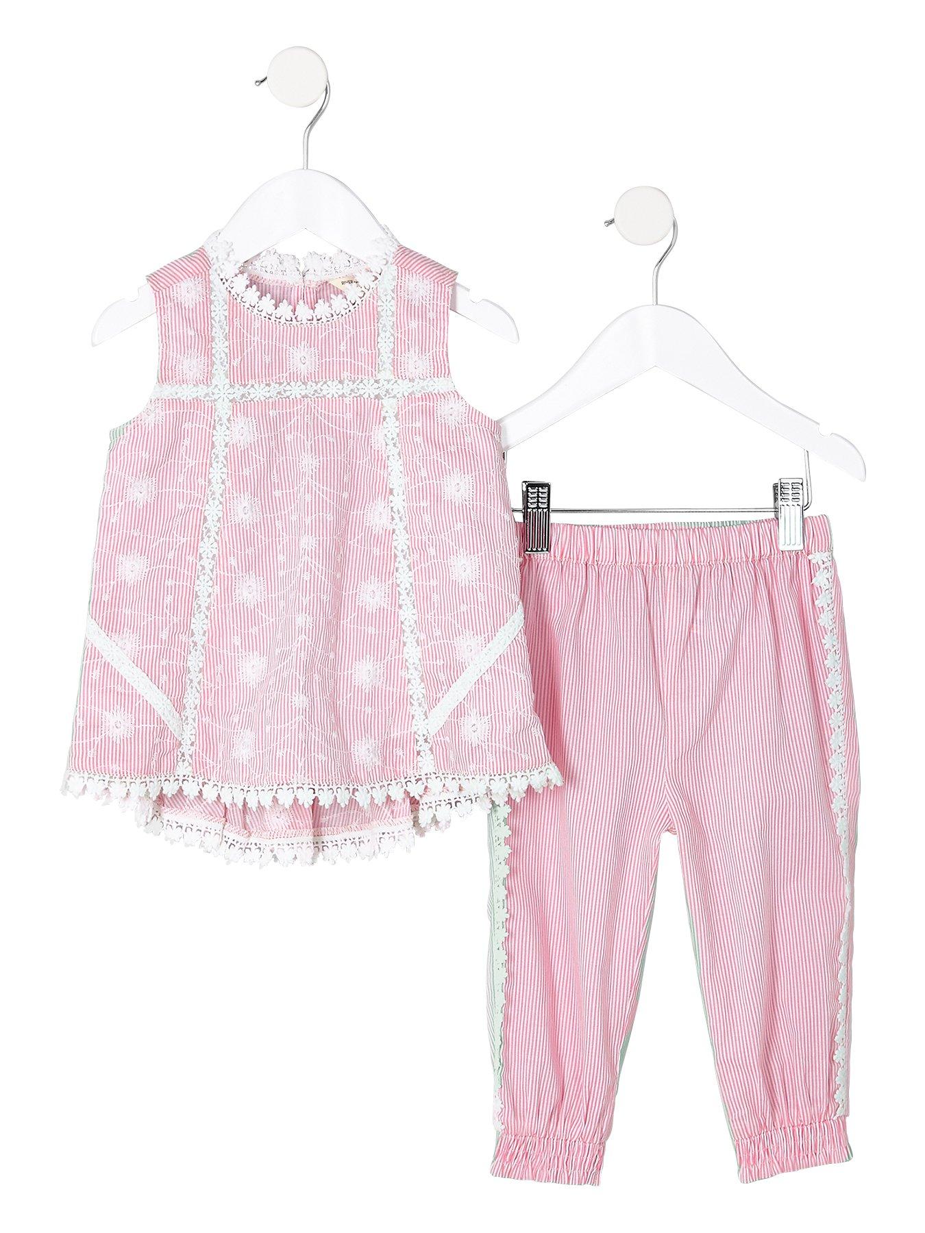 River Island Mini Girls Pink Swing Shell Top Set