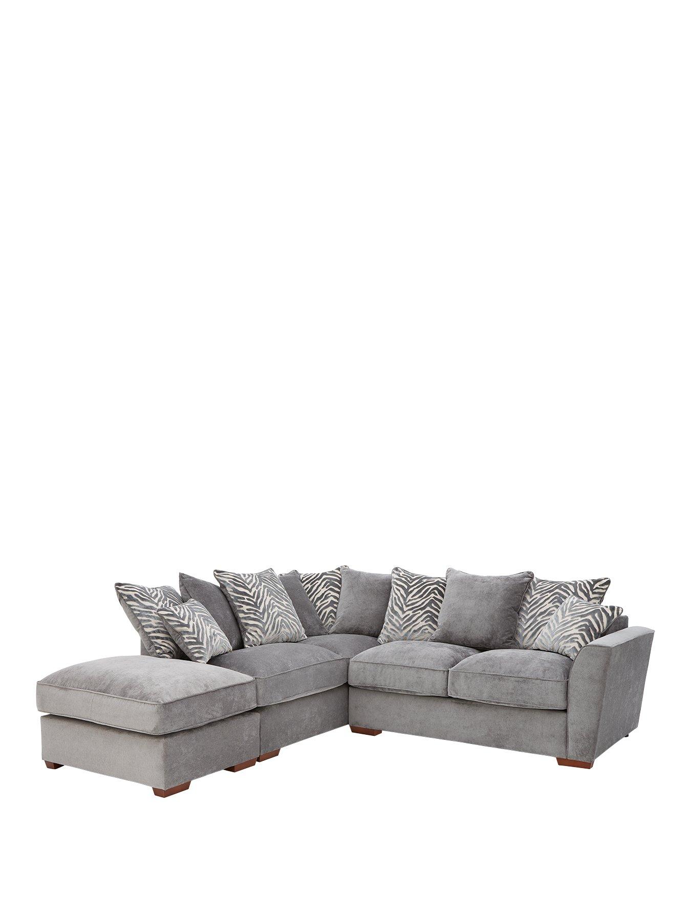 Image 2 of 6 of Very Home Kingston Left&nbsp;Hand Scatter Back Corner Chaise Sofa Bed with Footstool&nbsp;- Made to Order in the UK
