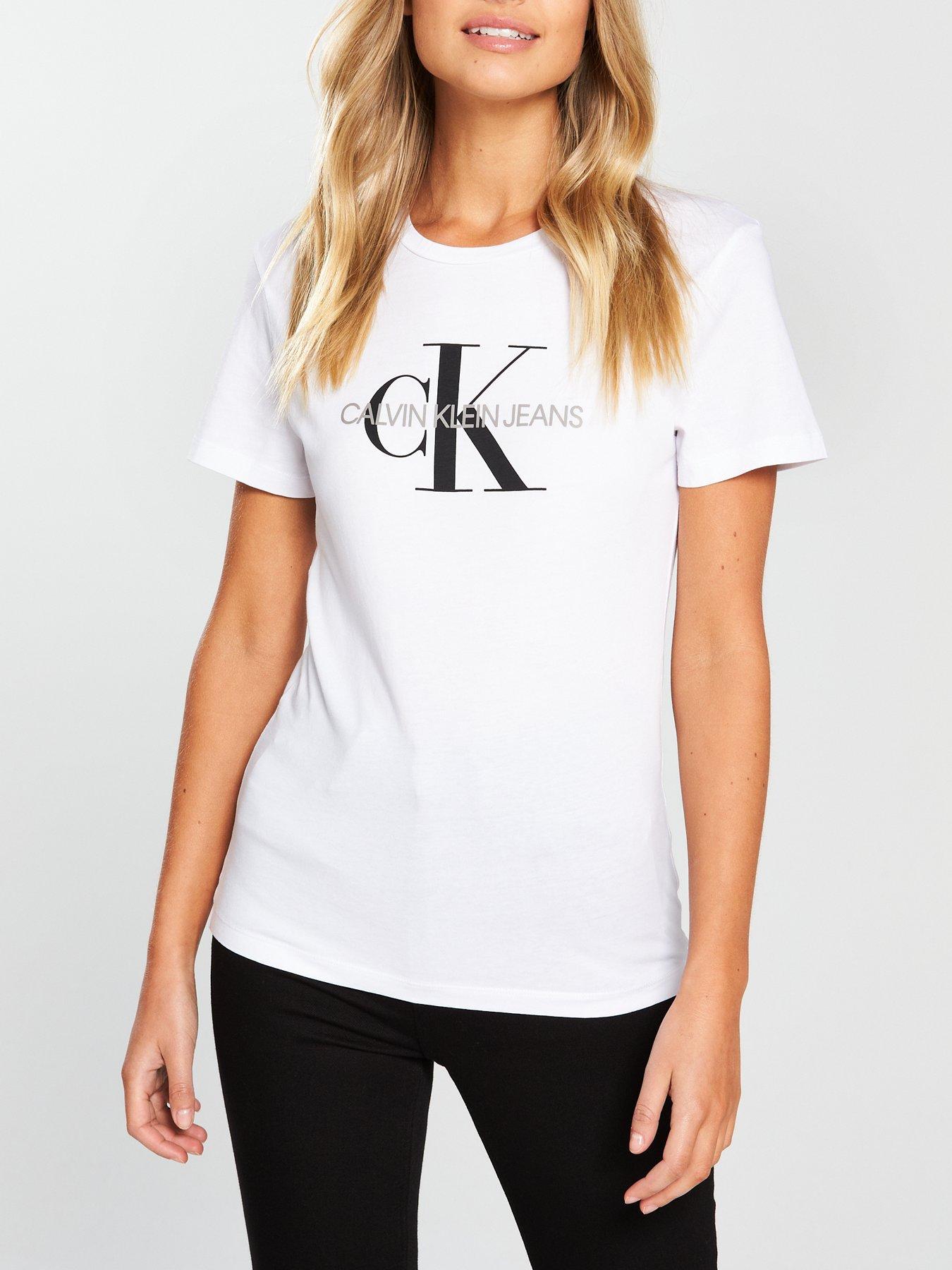 calvin klein logo t shirt women's white