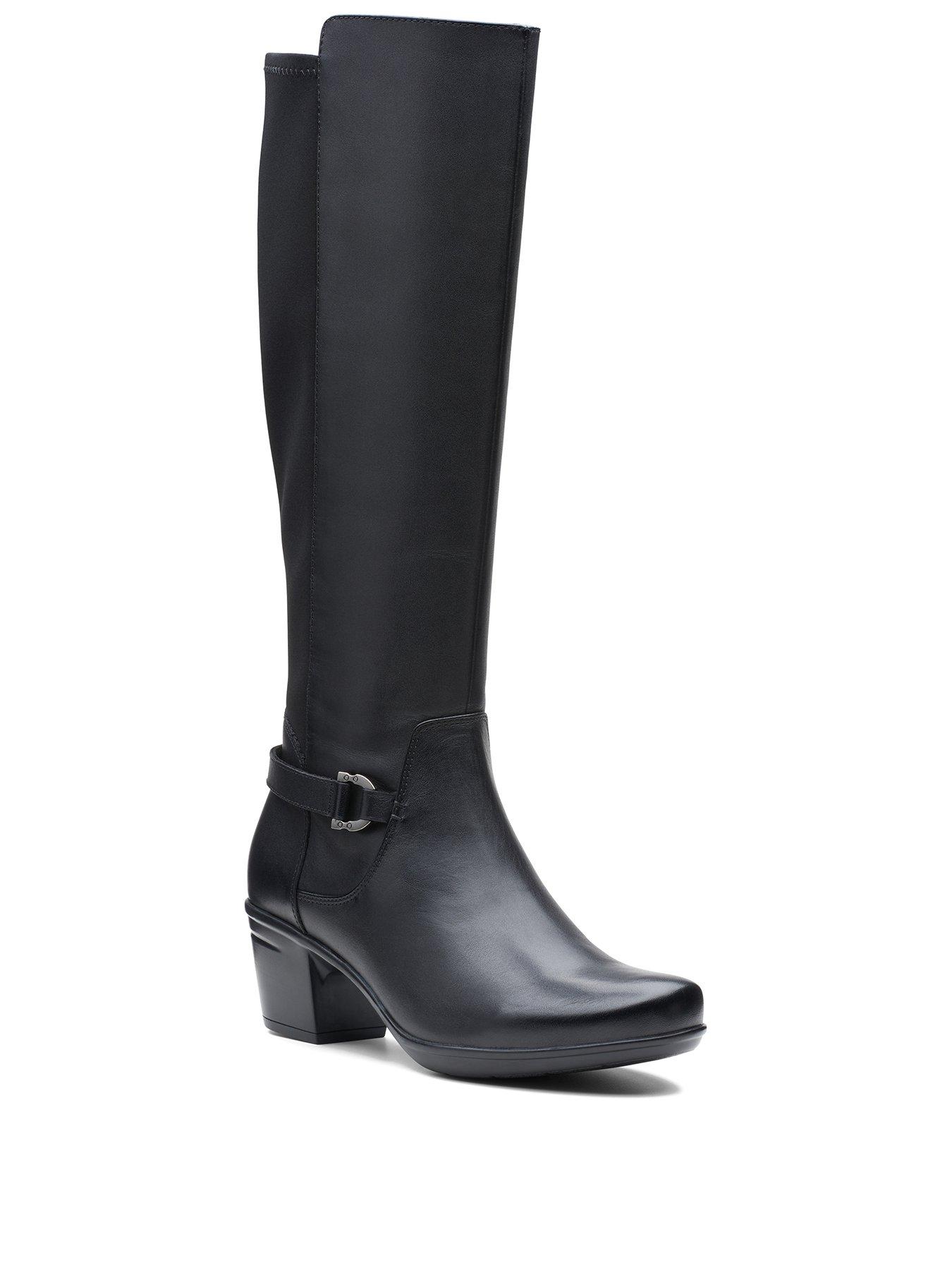 clarks knee high boots black