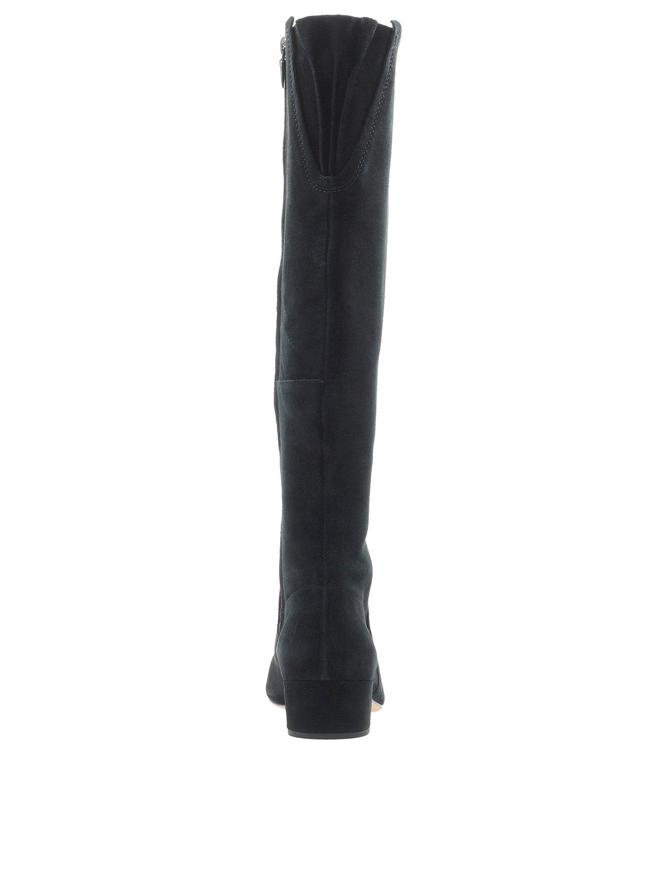 clarks black suede knee high boots