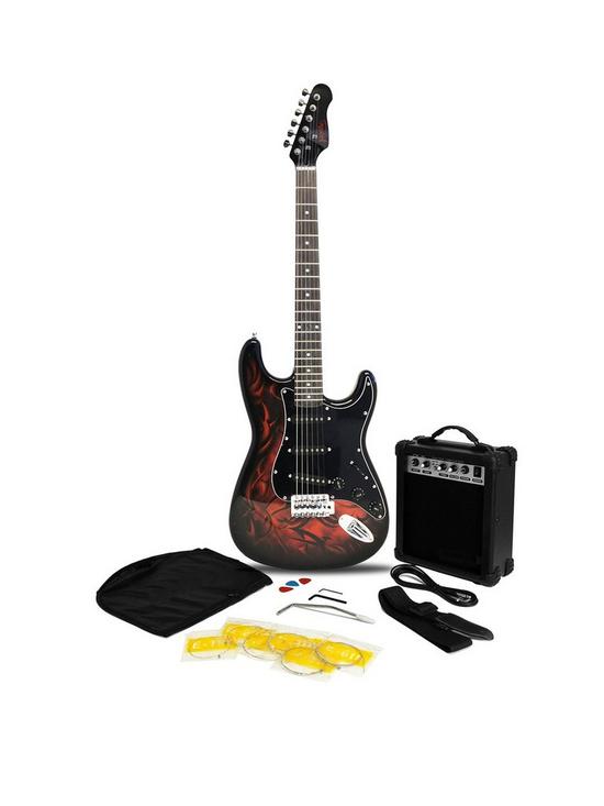 front image of rockjam-jaxville-custom-design-electric-guitar-package-demon