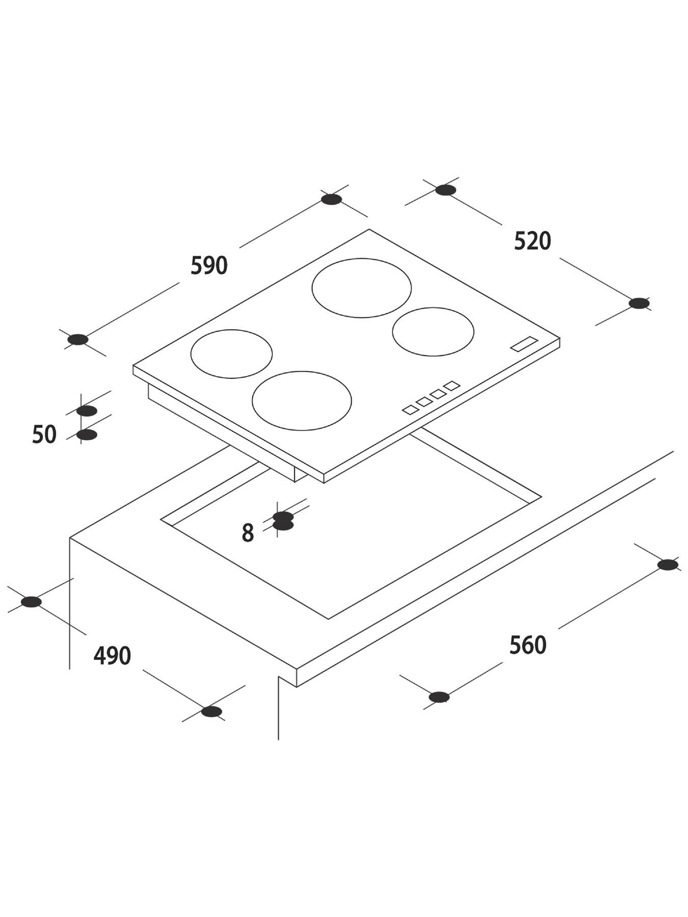 Image 6 of 6 of Hoover H-HOB 500 CERAMIC HH64BV&nbsp;60cm Ceramic Hob with Optional Installation - Black