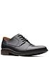  image of clarks-becken-wide-fit-plain-leather-lace-up-shoe-black-leather