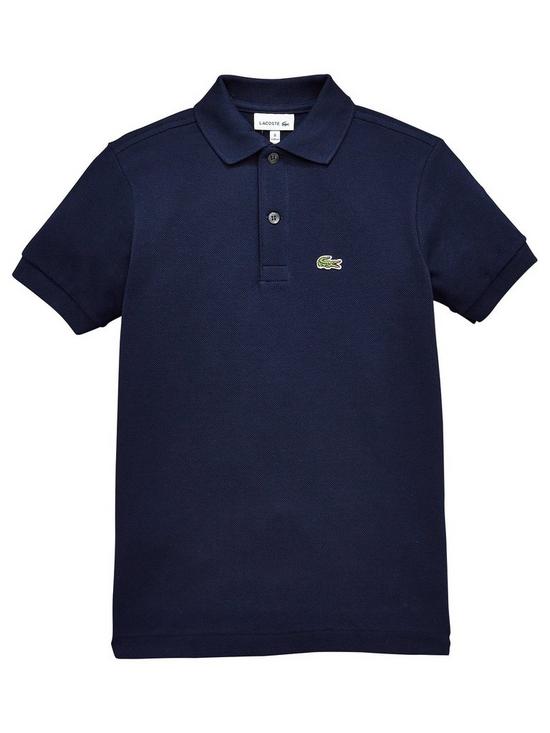 front image of lacoste-boys-short-sleeved-classic-pique-polo-shirt-navy