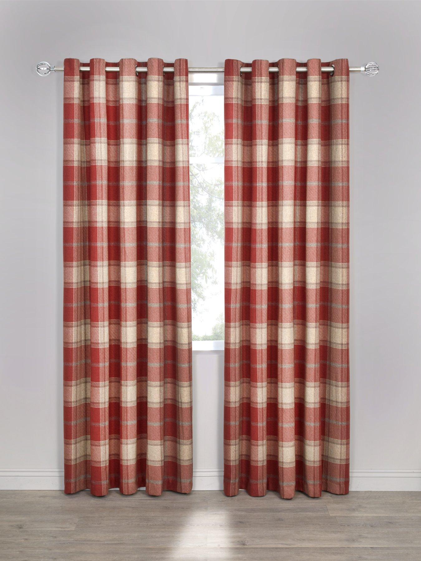 Highland Check Faux Wool Eyelet Curtains Littlewoods Com