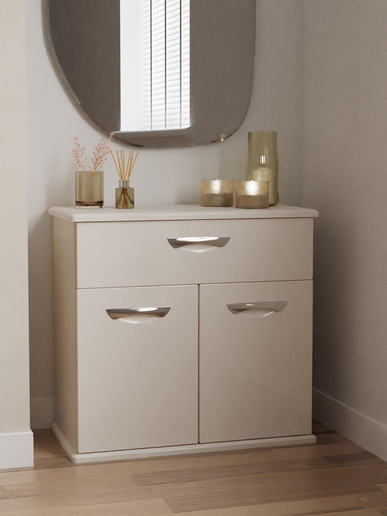 SWIFT Neptune Ready Assembled High Gloss Compact Sideboard - Grey - FSC® Certified