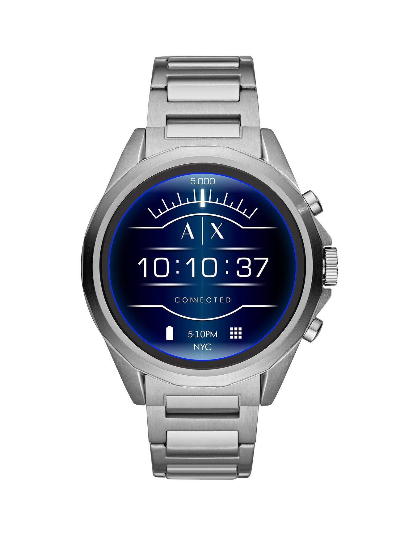 armani exchange stainless steel bracelet display smartwatch