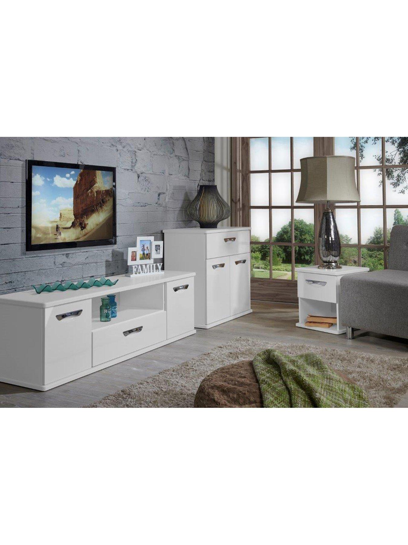 Ready assembled white high store gloss tv units