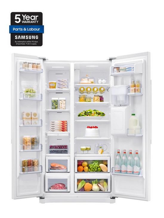 stillFront image of samsung-rs52n3313wweu-american-style-frost-free-fridge-freezer-with-non-plumbed-water-dispensernbsp-nbspwhite