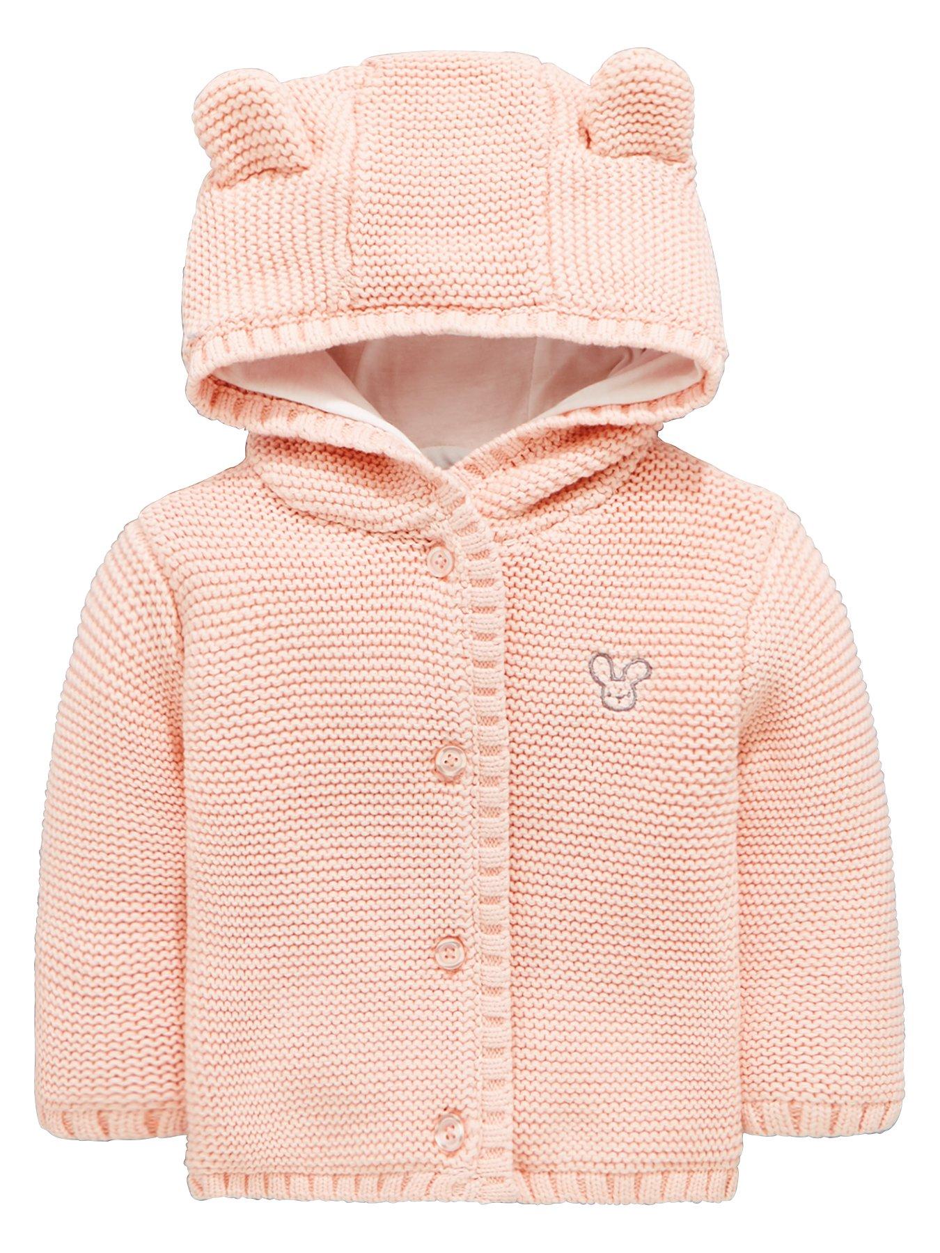white hooded baby cardigan