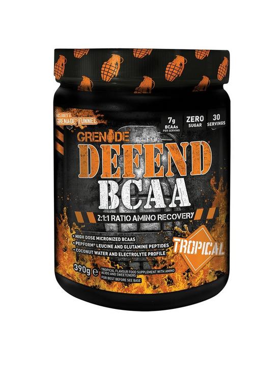 front image of grenade-defend-bcaa-tropical-flavour
