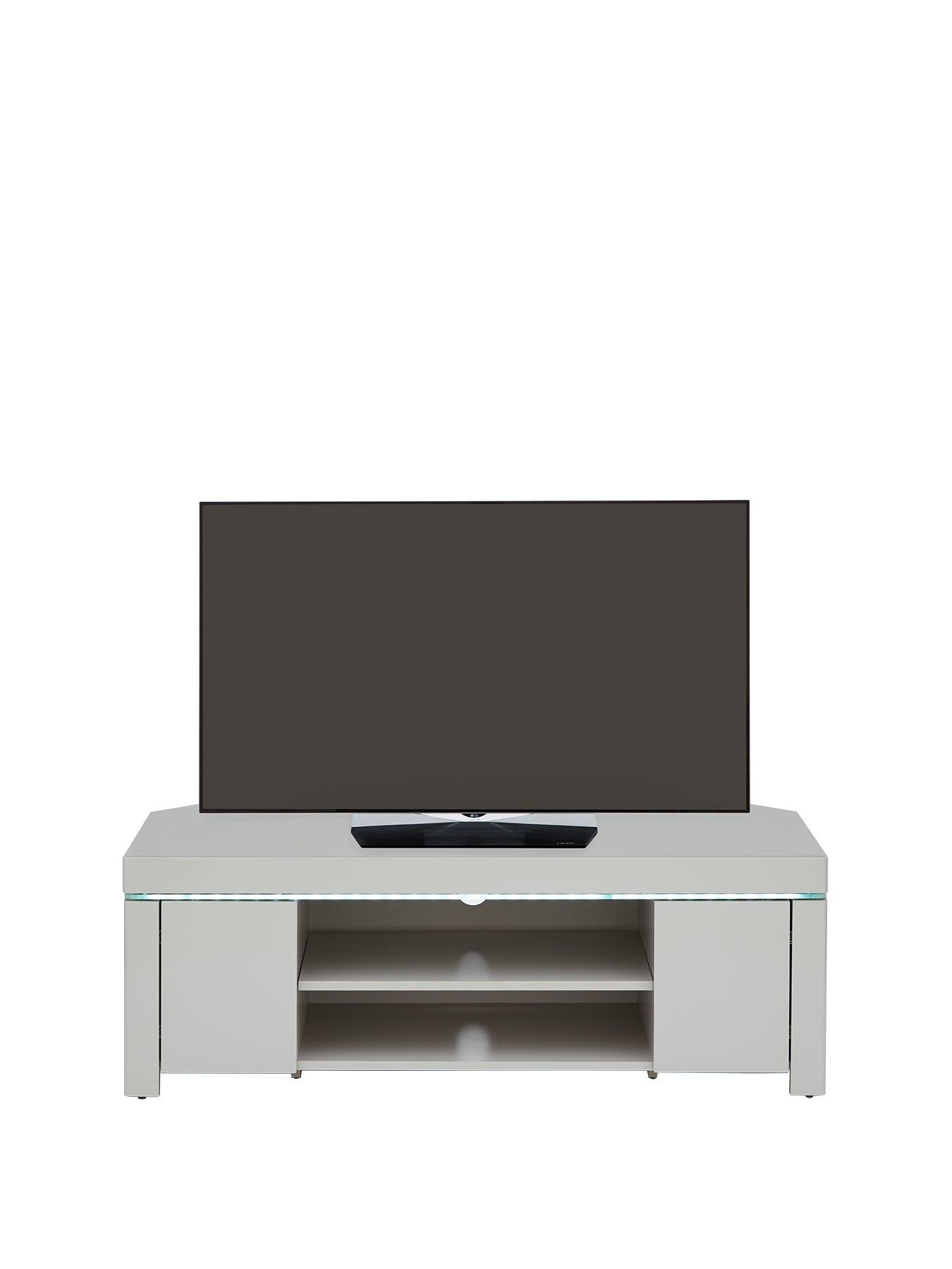 White Gloss Corner Tv Unit With Led Lights
