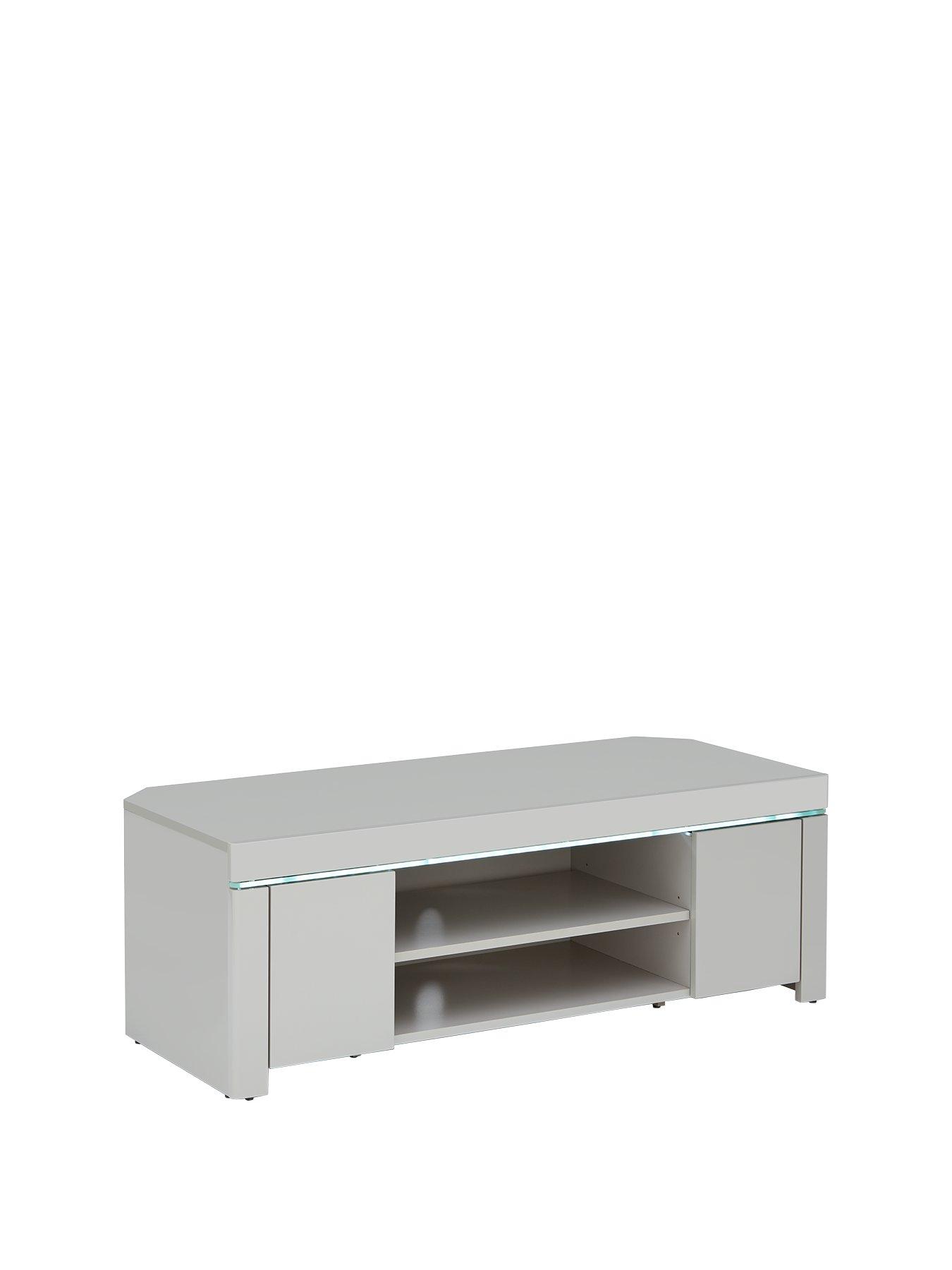 White high gloss corner tv unit on sale with led lights