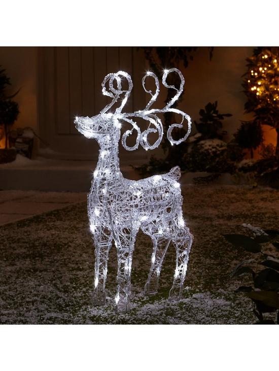front image of spun-acrylic-light-up-standing-reindeer-outdoor-christmas-decoration