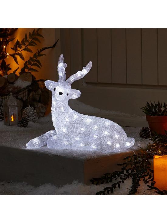 front image of spun-acrylic-light-up-reindeer-with-antlers-outdoor-christmas-decoration