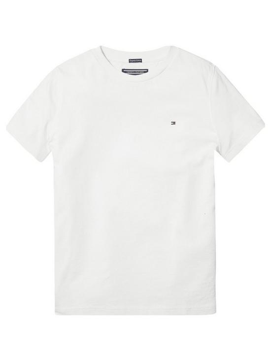 front image of tommy-hilfiger-boys-essential-flag-t-shirtnbsp--bright-white