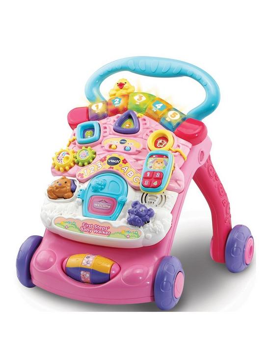 front image of vtech-first-steps-baby-walker-pink