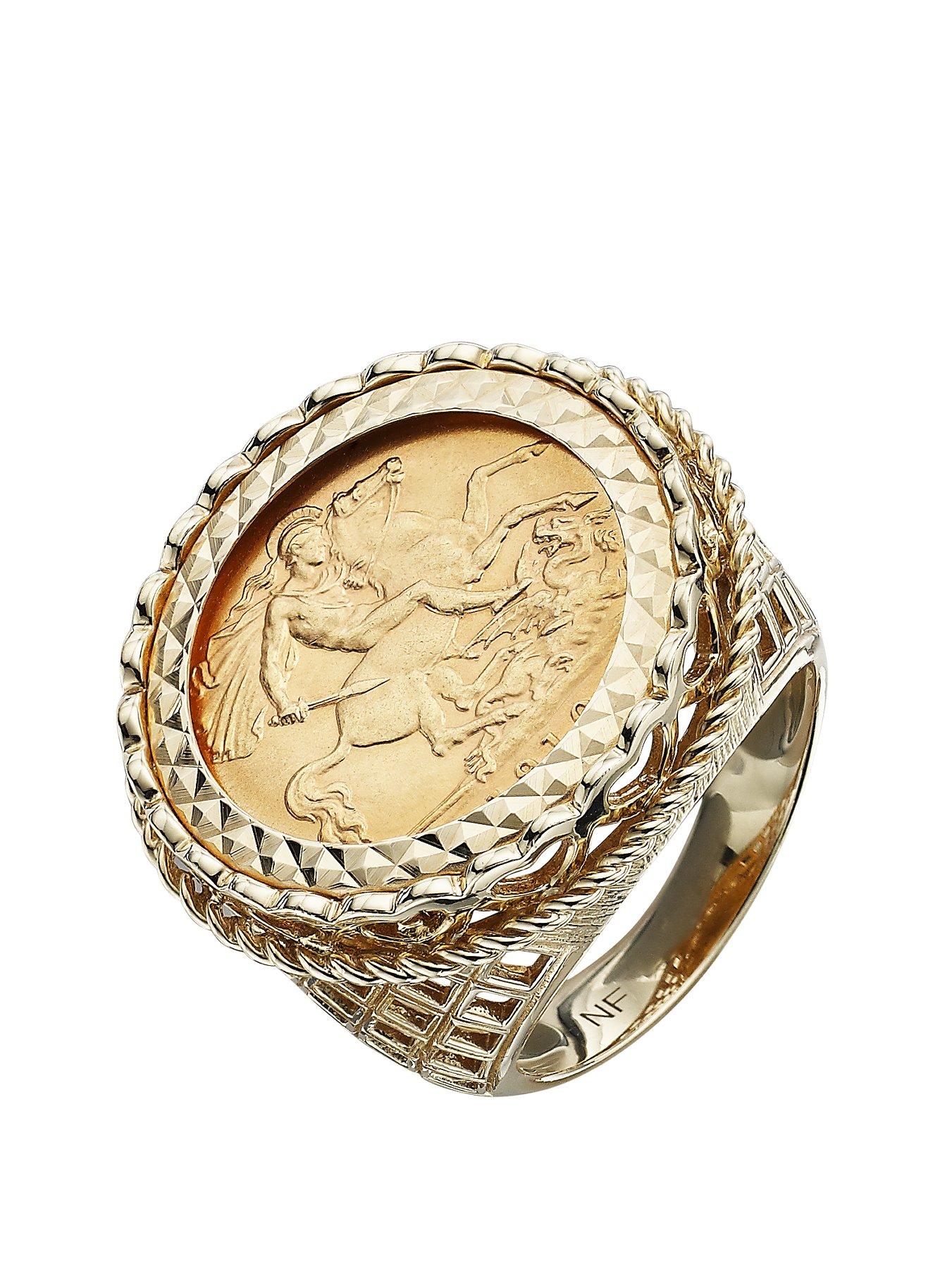 Image 1 of 2 of The Love Collection 9 Carat Yellow Gold Half Sovereign Mens Ring