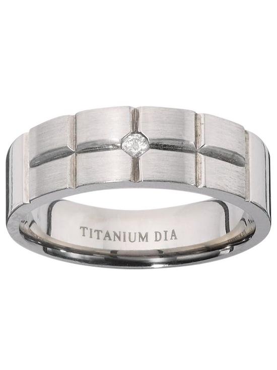 front image of titanium-diamond-set-fancy-cut-mens-ring