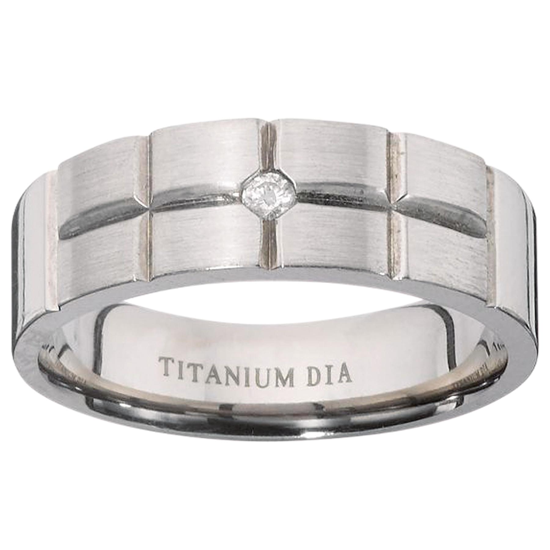 The Love Collection Titanium Diamond-set Fancy Cut Mens Ring
