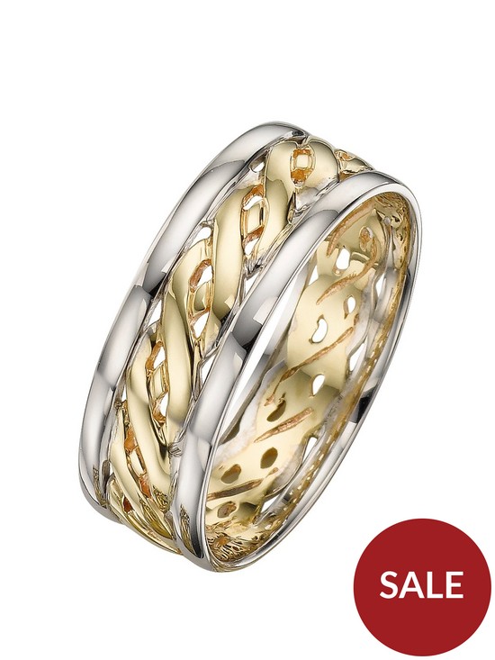 front image of love-gold-9-carat-2-colour-gold-celtic-wedding-band-7mm