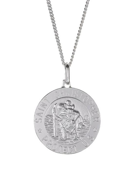 front image of the-love-silver-collection-sterling-silver-st-christopher-pendant