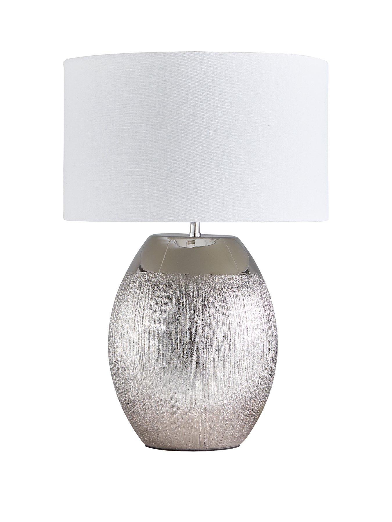 front image of silver-glitter-table-lamp
