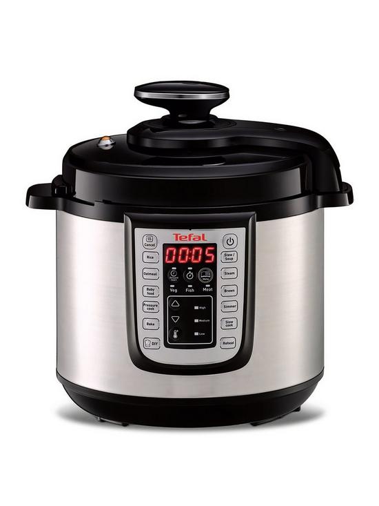 front image of tefal-all-in-onenbspcy505-pressure-cooker-6l-black-andnbspstainless-steel