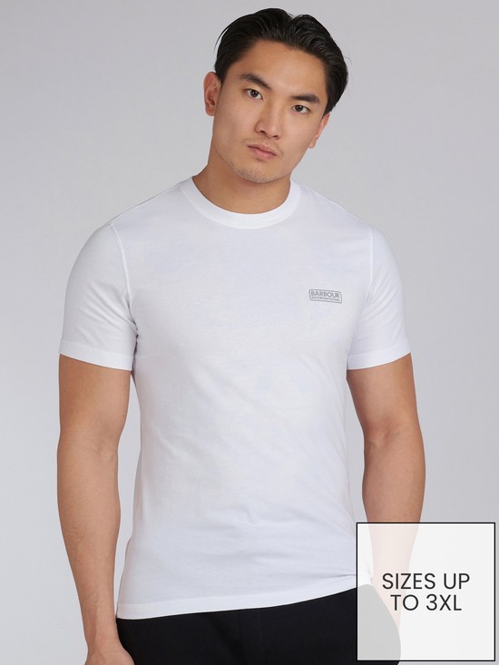 front image of barbour-international-small-logo-t-shirt-white