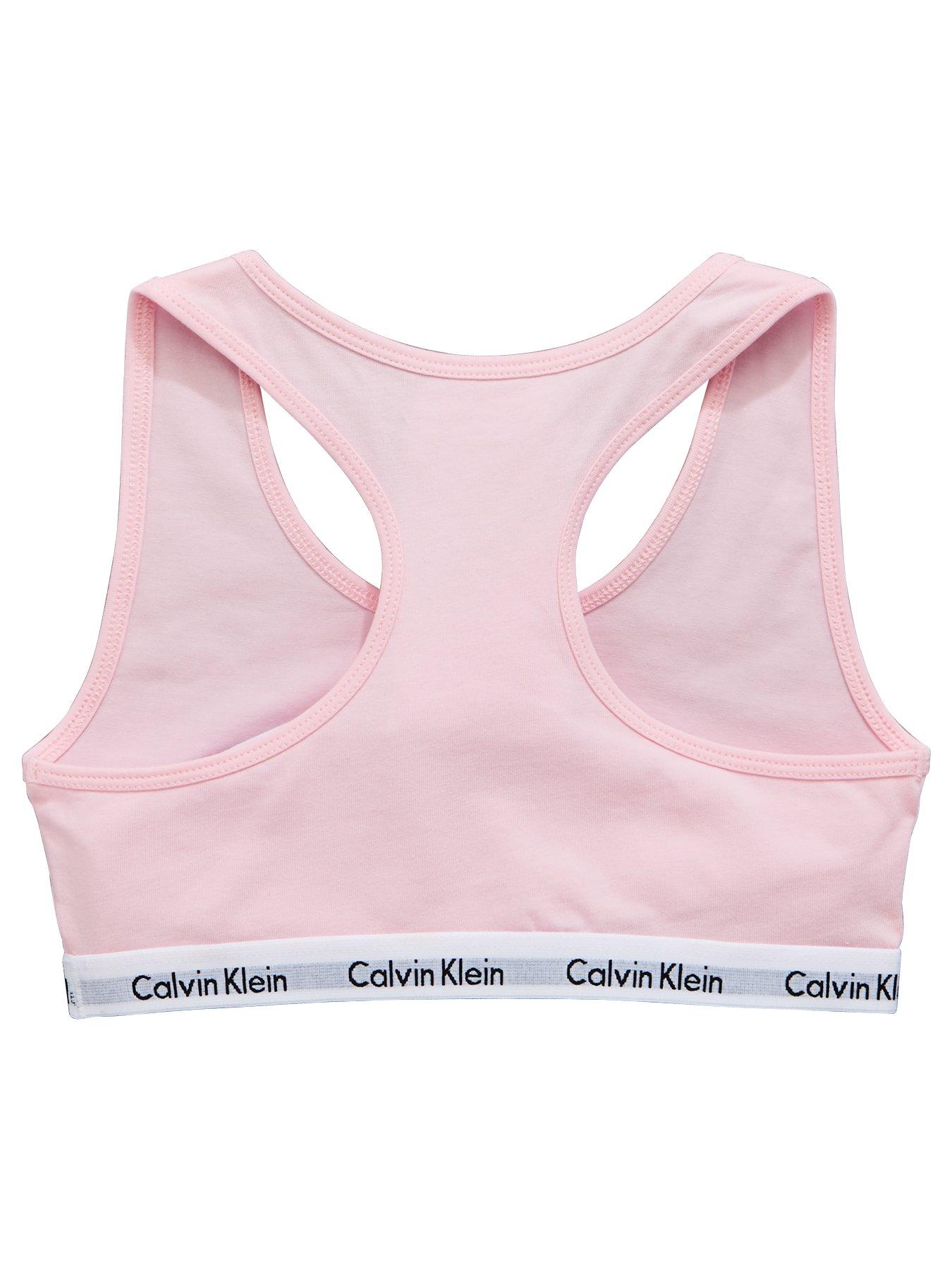 Image 3 of 4 of Calvin Klein Girls 2 Pack Bralettes - Grey/Pink