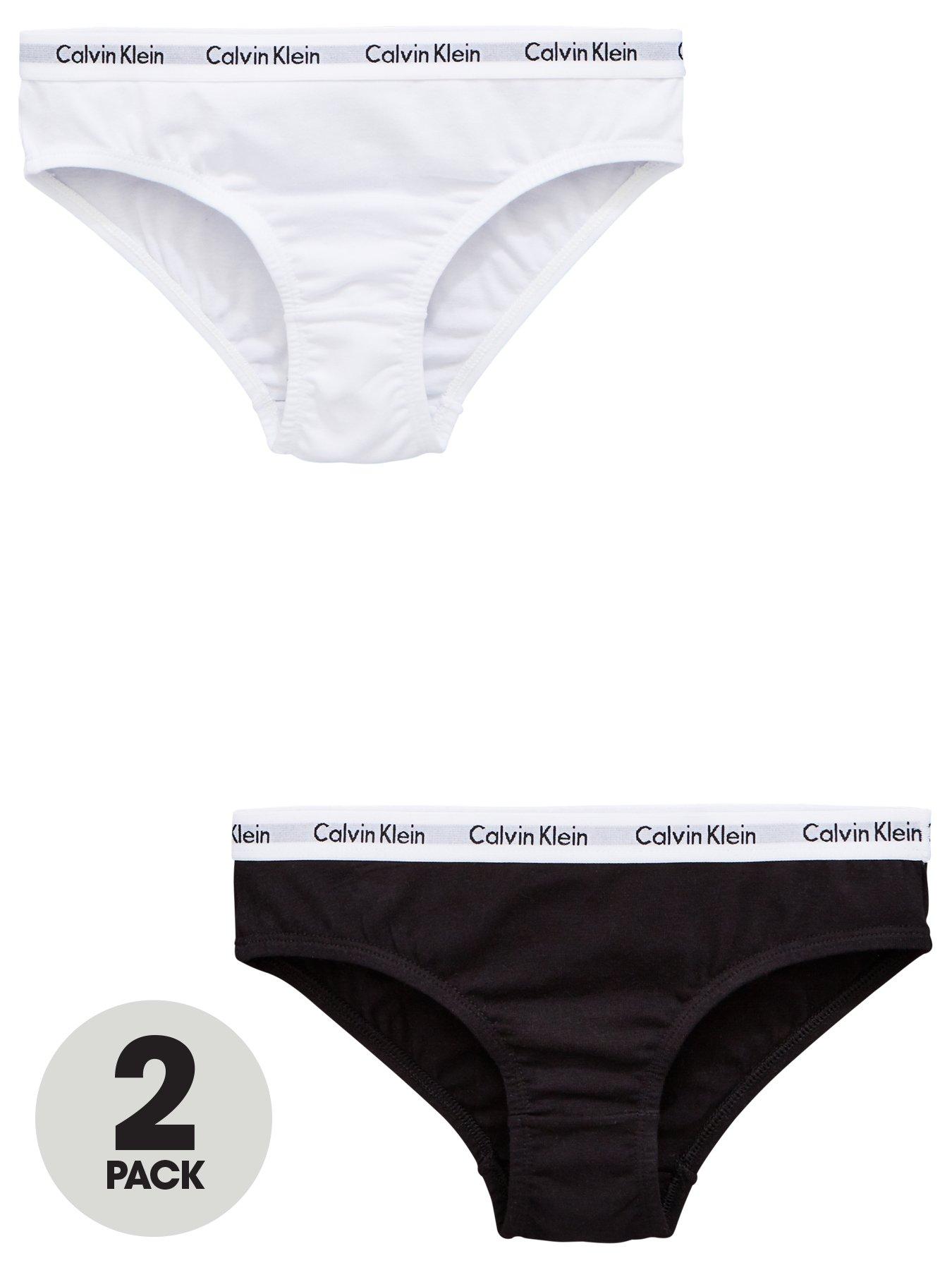 undefined Girls 2 Pack Bikini Briefs - White/Black