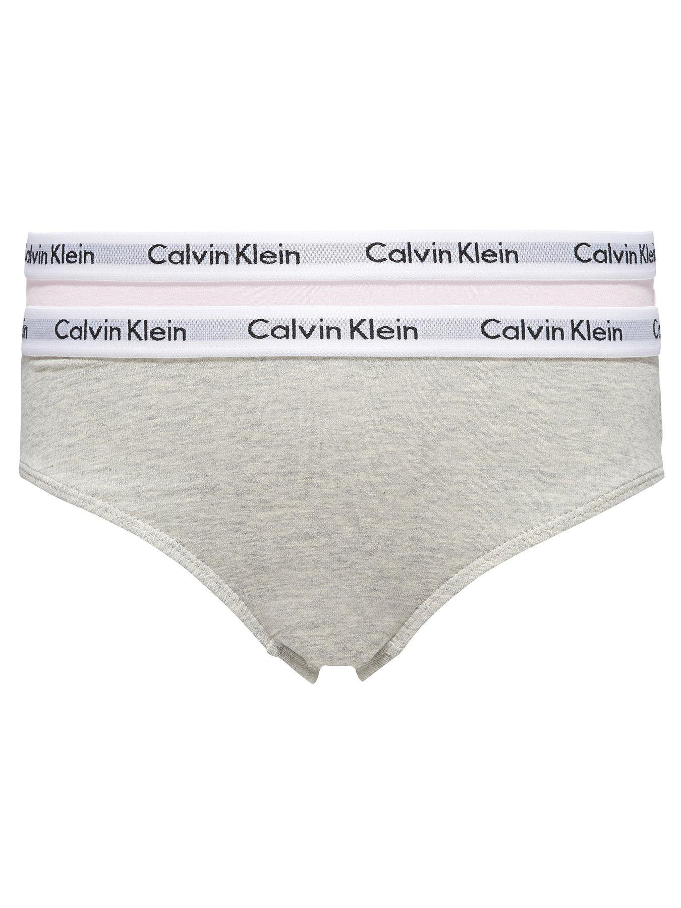 Image 1 of 1 of Calvin Klein Girls 2 Pack Bikini Briefs - Grey/Pink