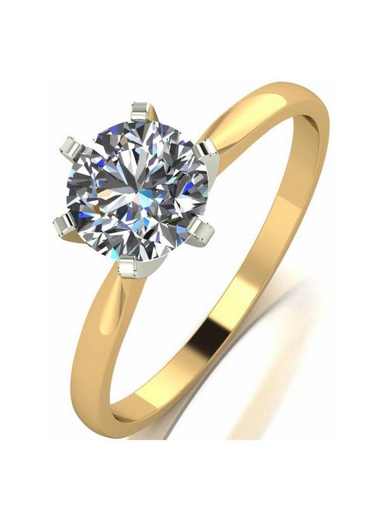 front image of moissanite-18-carat-yellow-gold-1-carat-solitaire-ring