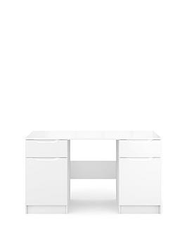 Very Bilbao Ready Assembled High Gloss Desk - White Picture