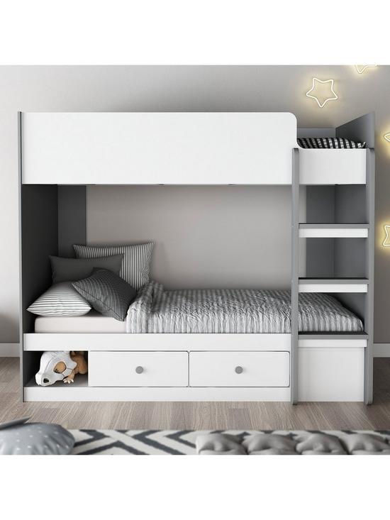 front image of very-home-peyton-storage-bunk-bed-with-mattress-options-buy-and-save-whitegrey