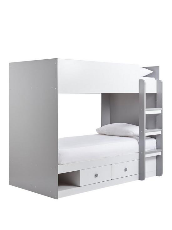 front image of peyton-storage-bunk-bed-with-mattress-options-buy-and-save-whitegrey
