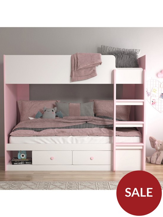 front image of very-home-peyton-storage-bunk-bed-with-mattress-options-buy-and-save-whitepink