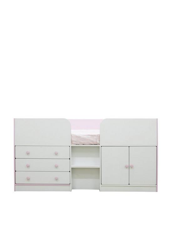 back image of peyton-kids-cabin-bed-with-drawers-cupboard-and-mattress-options-buy-and-save