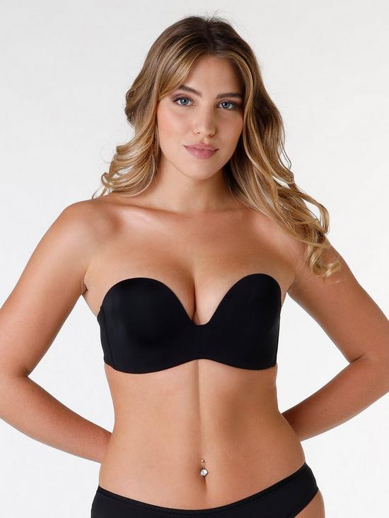 front image of wonderbra-ultimate-strapless-bra-black