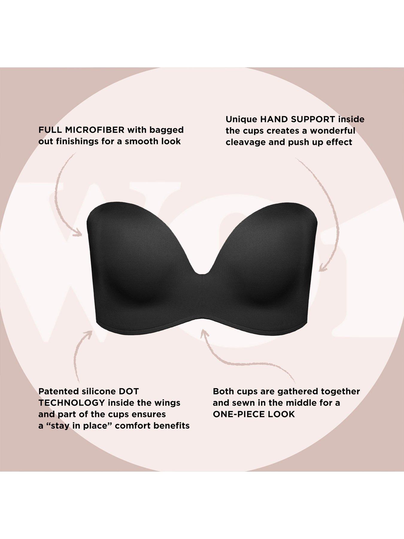 Wonderbra Details About Ultimate Strapless Moulded Cup Bra W032D Black Or  Skin