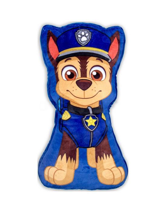 front image of paw-patrol-peek-chase-shaped-cushion