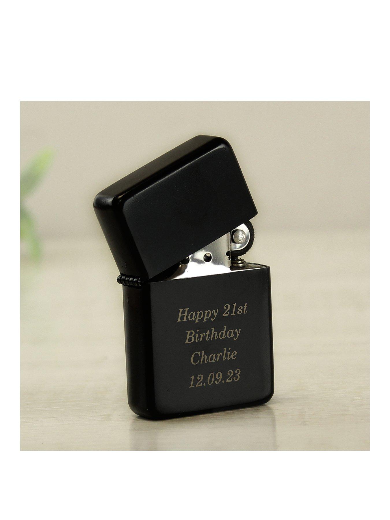Image 1 of 3 of The Personalised Memento Company Personalised Black Lighter - The Perfect Gift